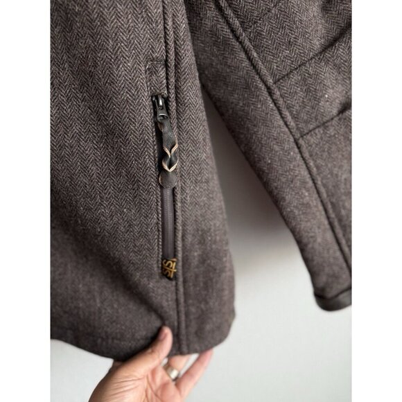 STS Ranchwear The Stone Mens Small Wool Blend Jacket Brown Concealable Hood - Picture 11 of 16